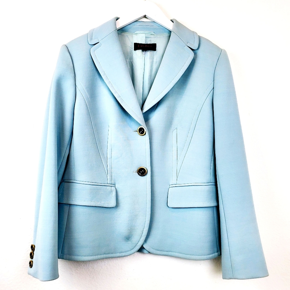 Escada Wool Blazer Powder Blue / Baby Blue Size 40